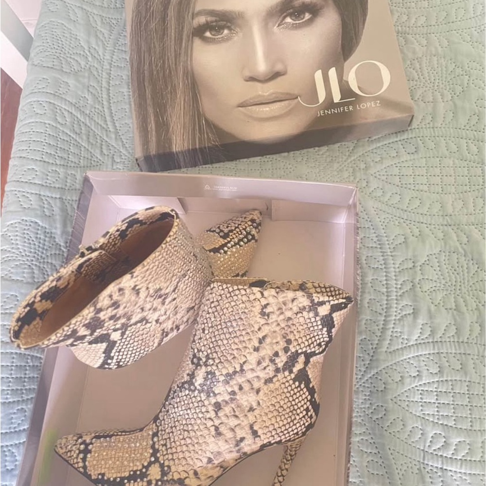 JLO Snake Print Heeled Boots